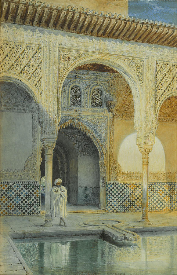 Henry Stanier A figure by a pool at the Alhambra Painting by Artistic Rifki