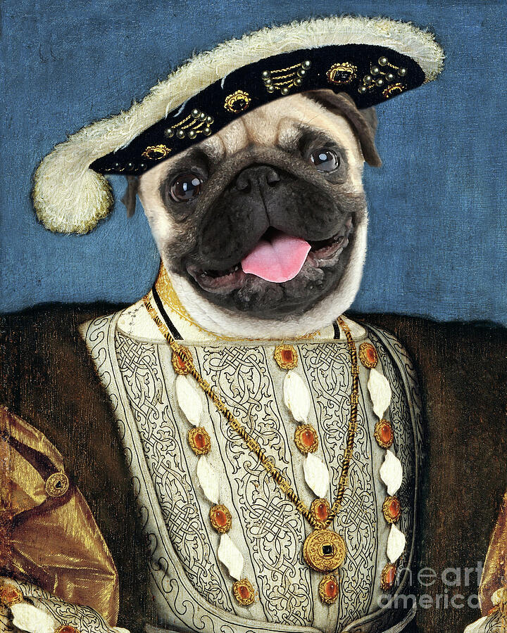 Surrealism Painting - King Henry VIII dog portrait by Delphimages Photo Creations