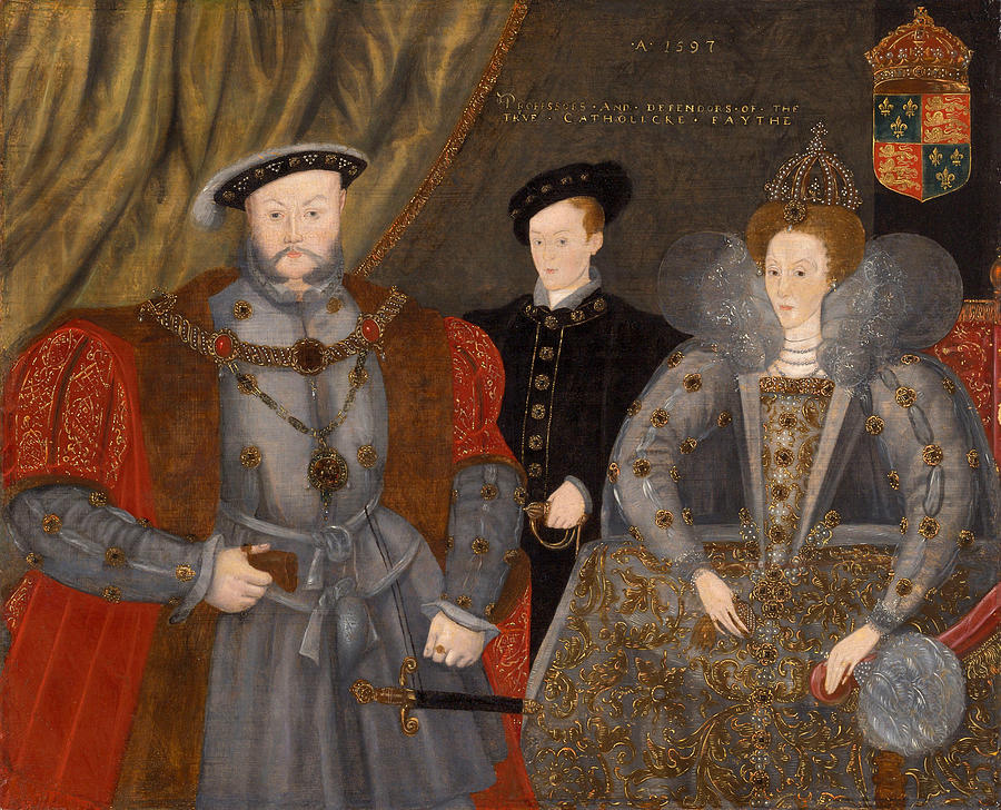 Henry VIII, Elizabeth I, and Edward VI Painting by Anonymous