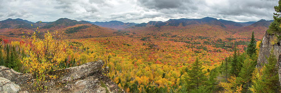 Henrys Ledge Autumn Panorama Photograph by White Mountain Images