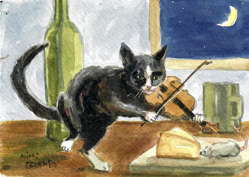 Hep Cat plays Rat Cheeze Painting by Mimi Boothby