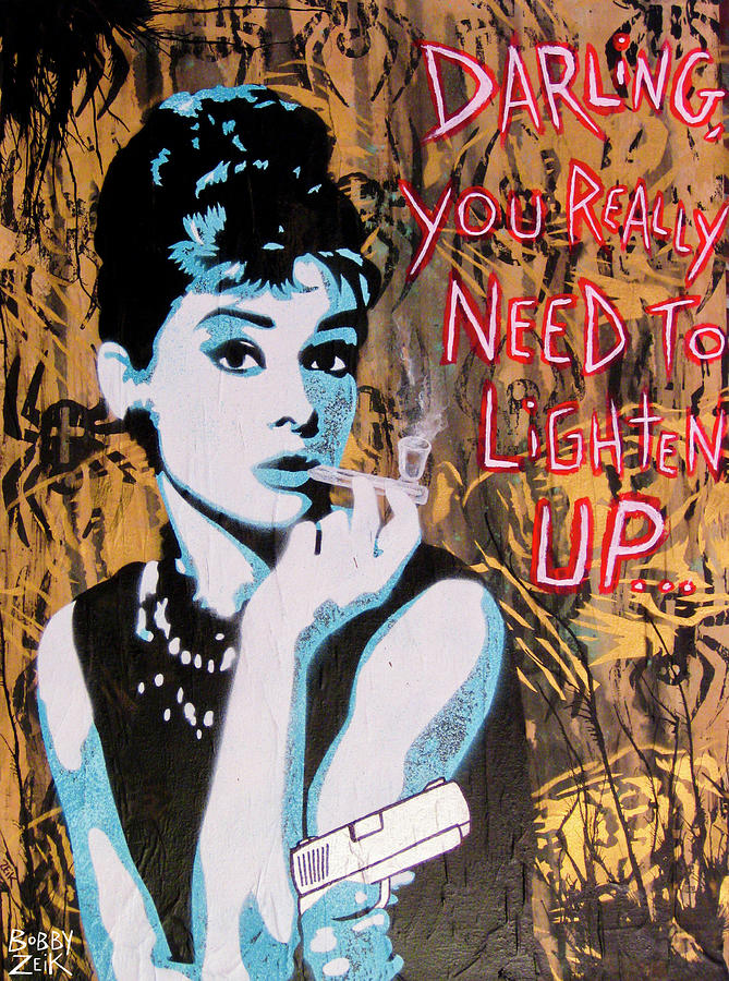 Audrey Hepburn Painting - HepBURN You Down by Bobby Zeik