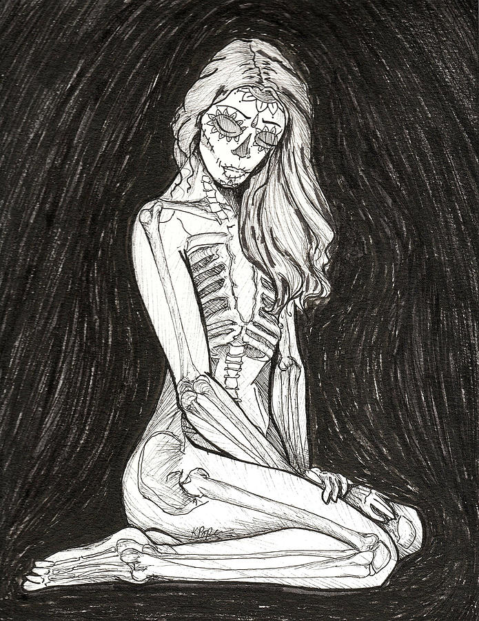 Eternal Enigma Sugar Skull Woman Drawing by Kenneth Pope