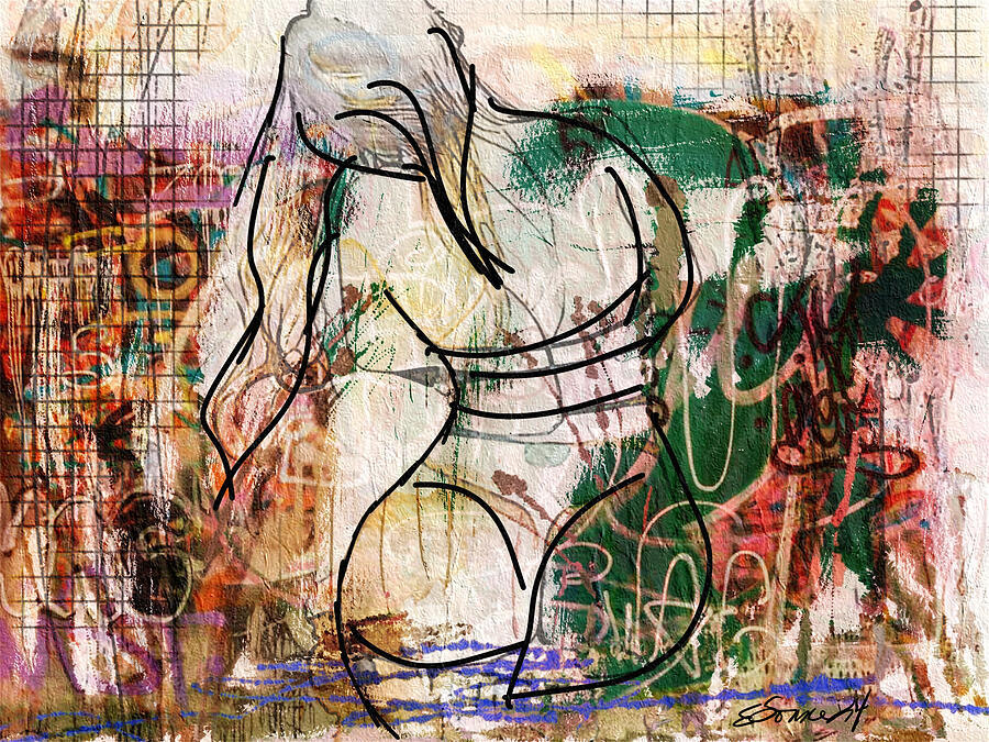 Abstract Digital Art - Her Graffiti  by Elaine Sonne
