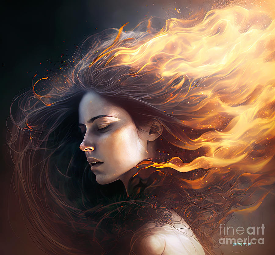 Her Hair Is On Fire Digital Art by David Arment - Fine Art America