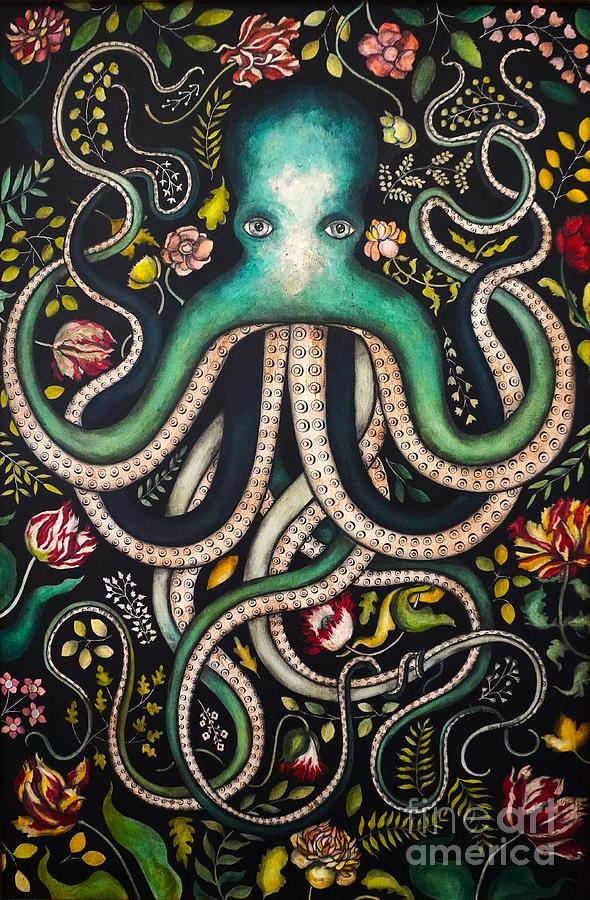 Octopus Painting - Her Name is Penelope by Chris Jeanguenat