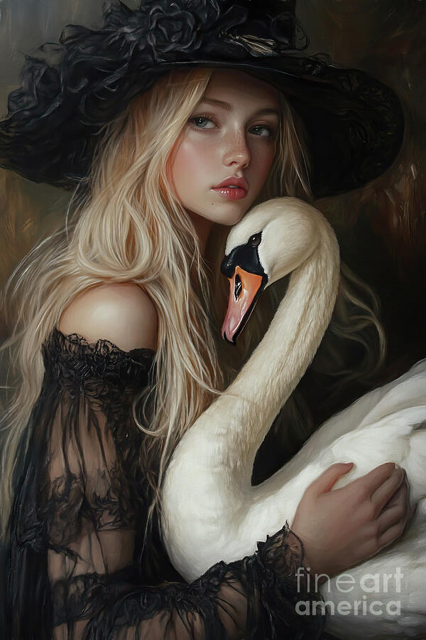 Her Pet Swan Digital Art by Tina LeCour Her Pet Swan Digital Art by Tina LeCour