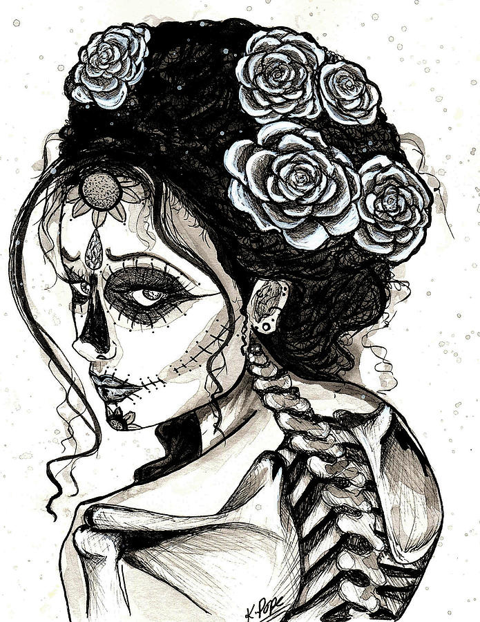HER Sugar Skull  Mixed Media by Kenneth Pope