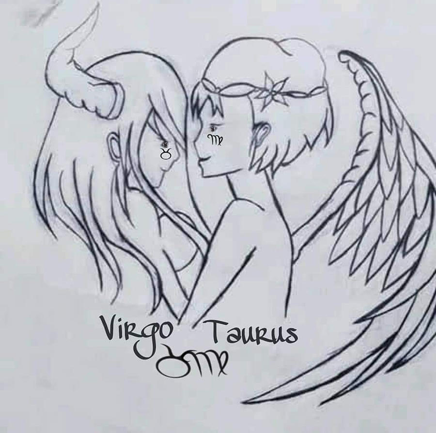Her Taurus His Virgo Drawing by Juan Rangel