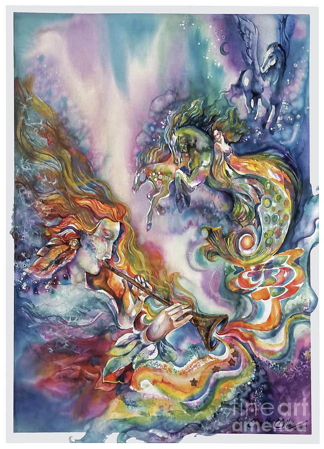 Horn Painting - Heralder of Dreams by Meredith Miller