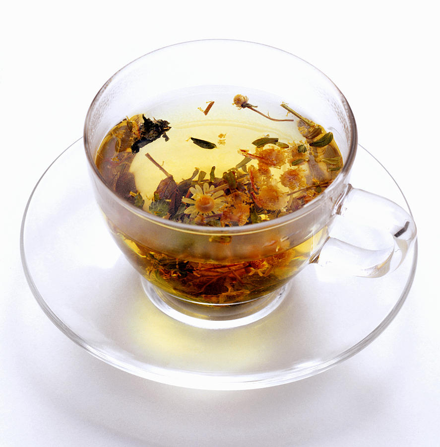 Herbal Tea with Fresh Herbs and Blossoms Photograph by Foodcollection