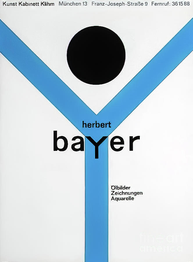 Herbert Bayer Gallery Exhibition Poster Munich 1962 Drawing by M G Whittingham