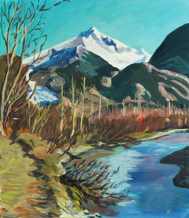 Herbert Glacier in Spring Alaska Painting by Yulia Kazansky