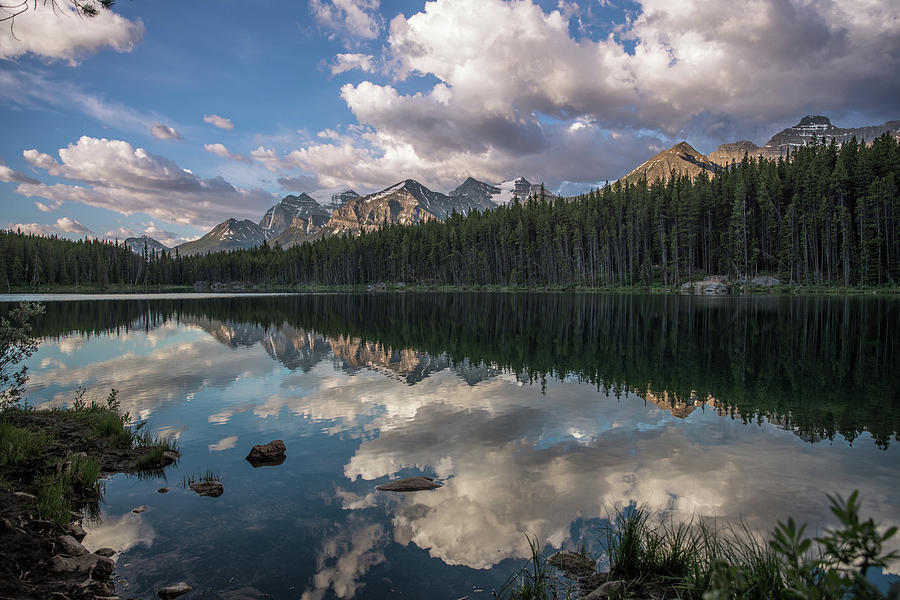 Herbert Lake Cloud Reflection Photograph by Debbie Karnes