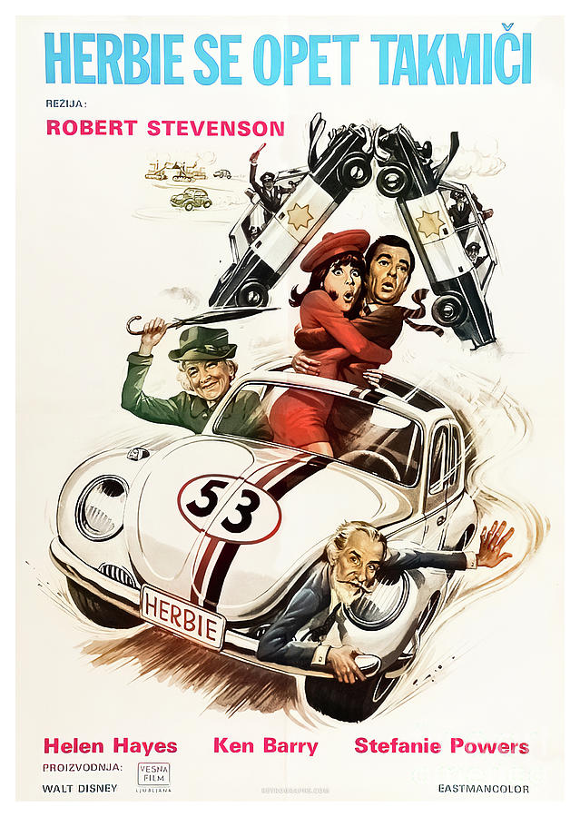 Herbie Se Opet Takmici 1960s movie poster Mixed Media by Retrographs