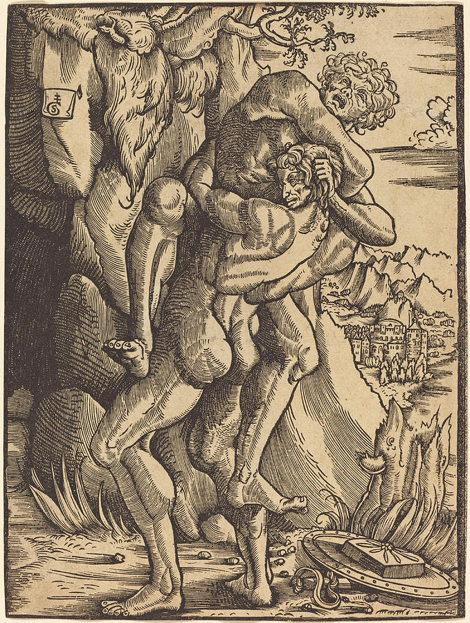 Hercules and Antaeus Drawing by Gabriel Salmon