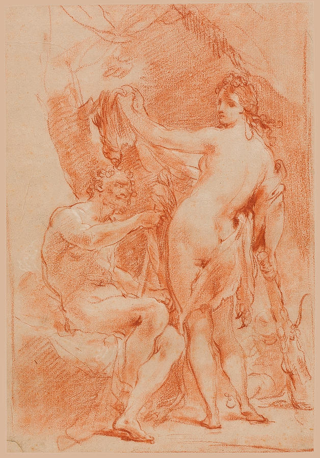Hercules and Omphale Drawing by Gaetano Gandolfi