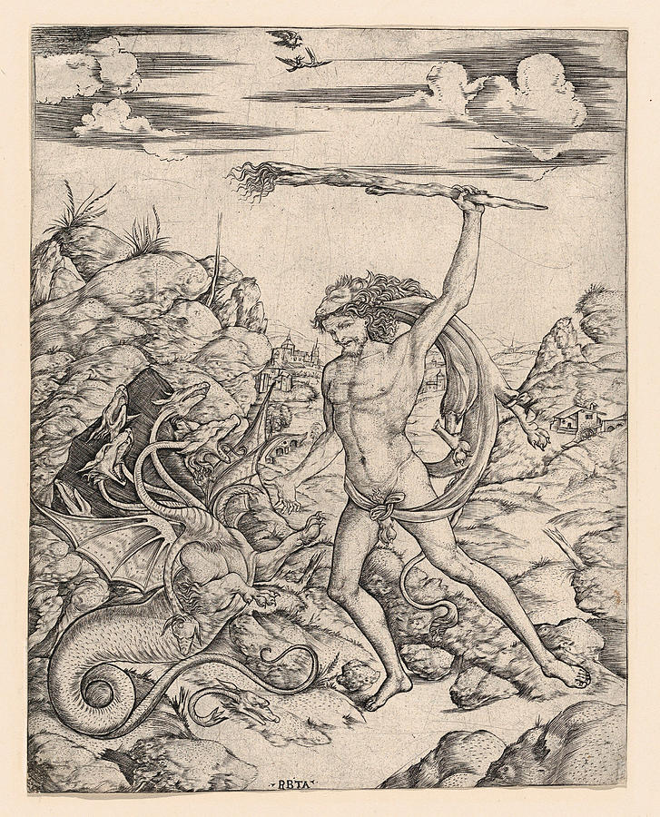 Hercules and the Hydra Drawing by Cristofano di Michele Martini