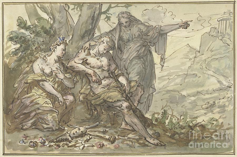 Hercules At The Crossroads, Elias Van Nijmegen, 1677 - 1755 Painting