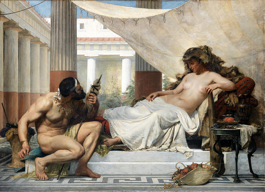 Hercules at the feet of Omphale Painting by Edouard Joseph Dantan