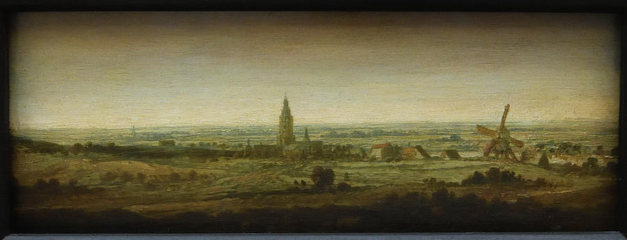 Hercules P. Seghers Flat Landscape With A City At A River Painting
