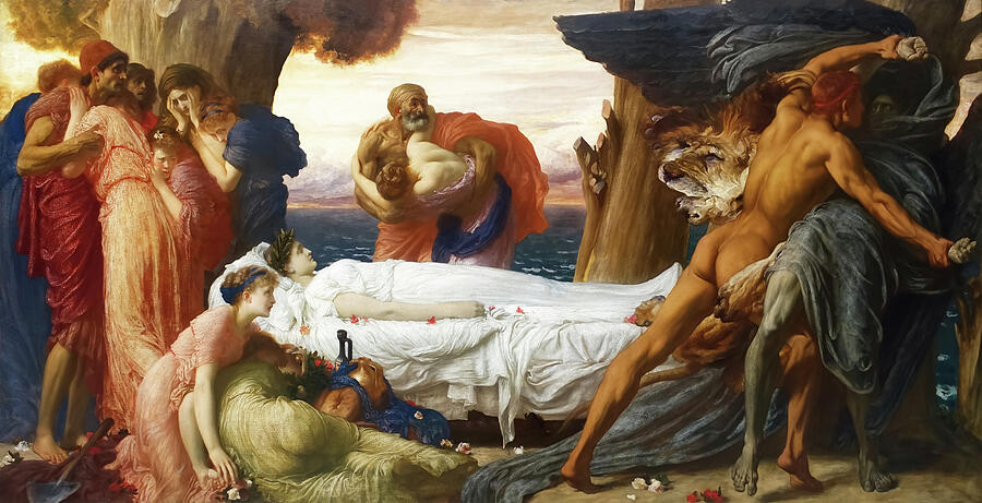 Frederic Leighton Painting - Hercules Wrestling With Death For The Body Of Alcestis by Frederic Leighton by The Luxury Art Collection