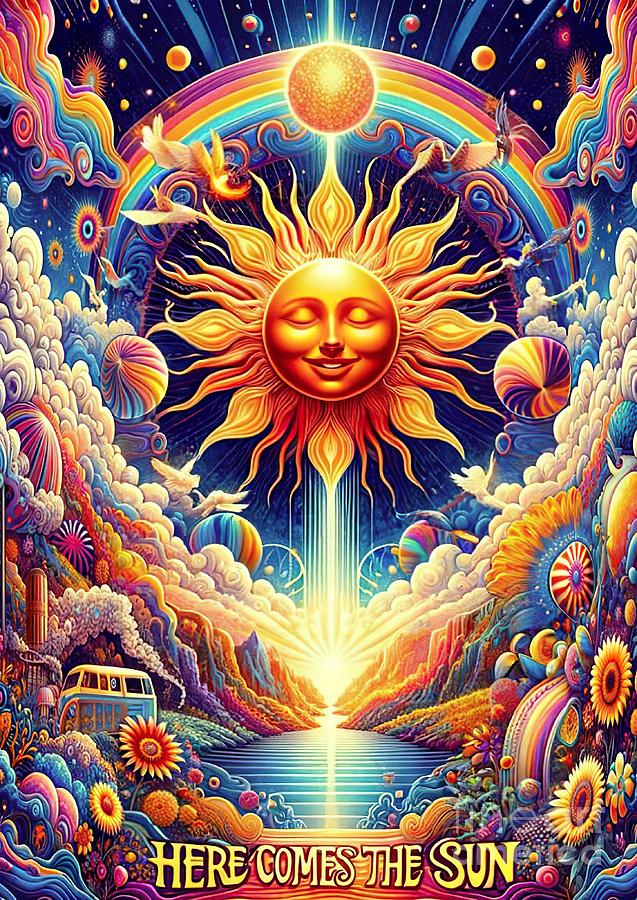 Here Comes the Sun music poster Digital Art by Movie World Posters