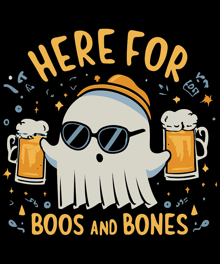 Here For Boos and Bones Halloween Digital Art by Flippin Sweet Gear