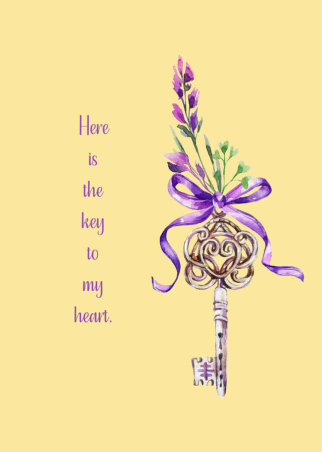 Here Is The Key To My Heart Mixed Media by Johanna Hurmerinta