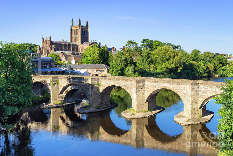 Summer Photograph - Hereford Cathedral and The River Wye, Herefordshire, UK by Neale And Judith Clark
