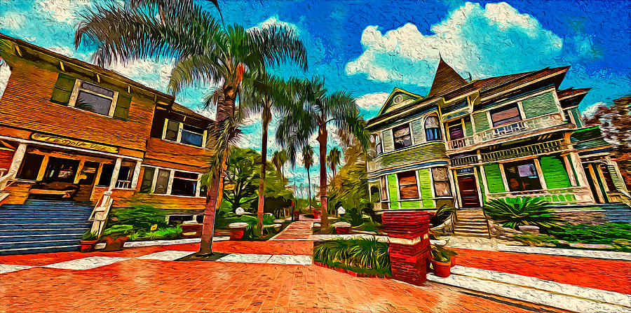 Heritage Square in Oxnard, California - digital painting Digital Art by Nicko Prints