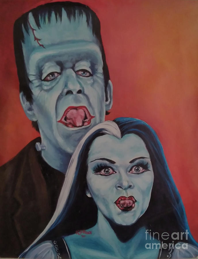 Herman and Lily Munster Painting by K J Pesce