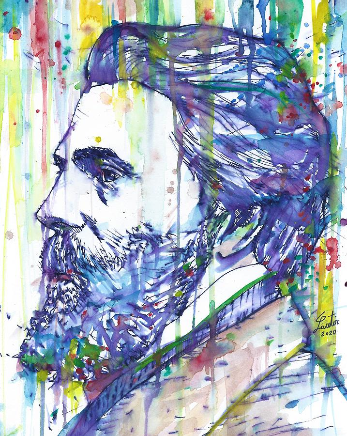 Herman Melville Painting - HERMAN MELVILLE watercolor and ink portrait.2 by Fabrizio Cassetta