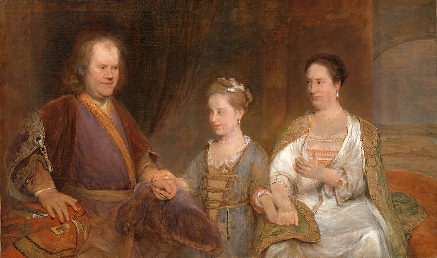 Hermanus Boerhave, professor of medecine at the university of Leiden, with his wife and daughter Painting by Aert de Gelder