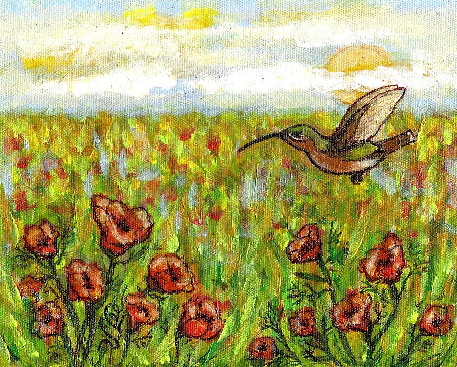 Hermit Over Poppies Painting by VLee Watson