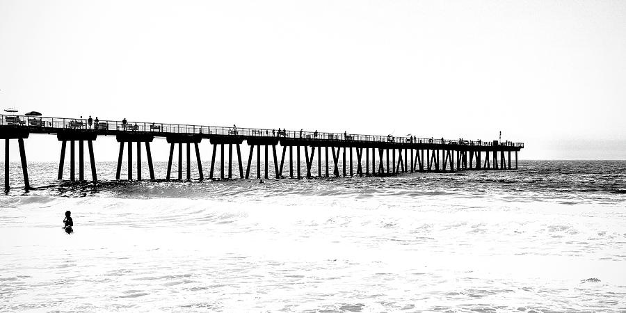 Hermosa Pier Photograph - Hermosa Pier Black and white by Michael Hope