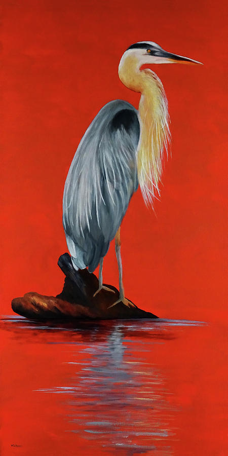 Heron at Rest Painting by Vicki Rees