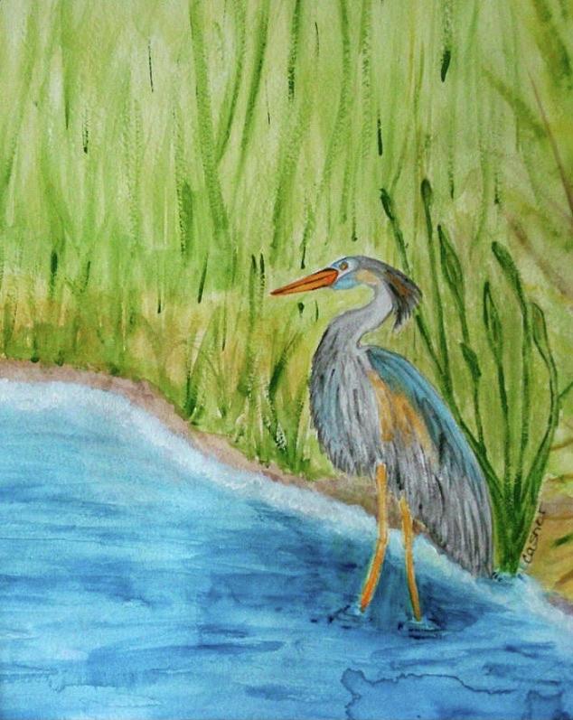 Heron Painting by Colleen Casner