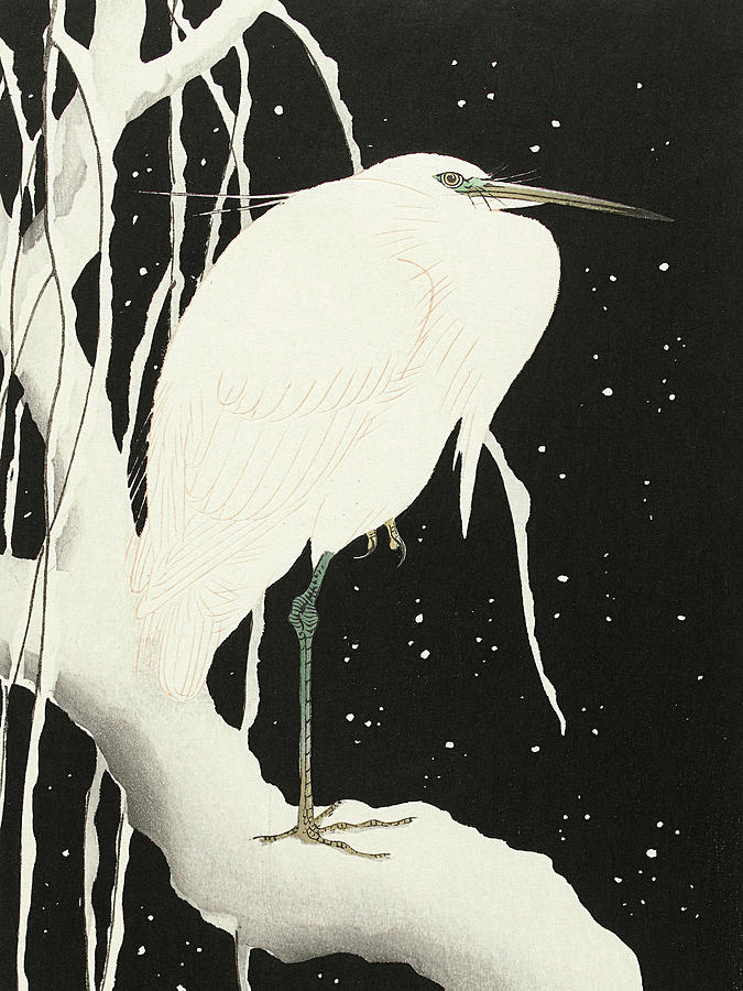 Heron In Snow By Ohara Koson Digital Art