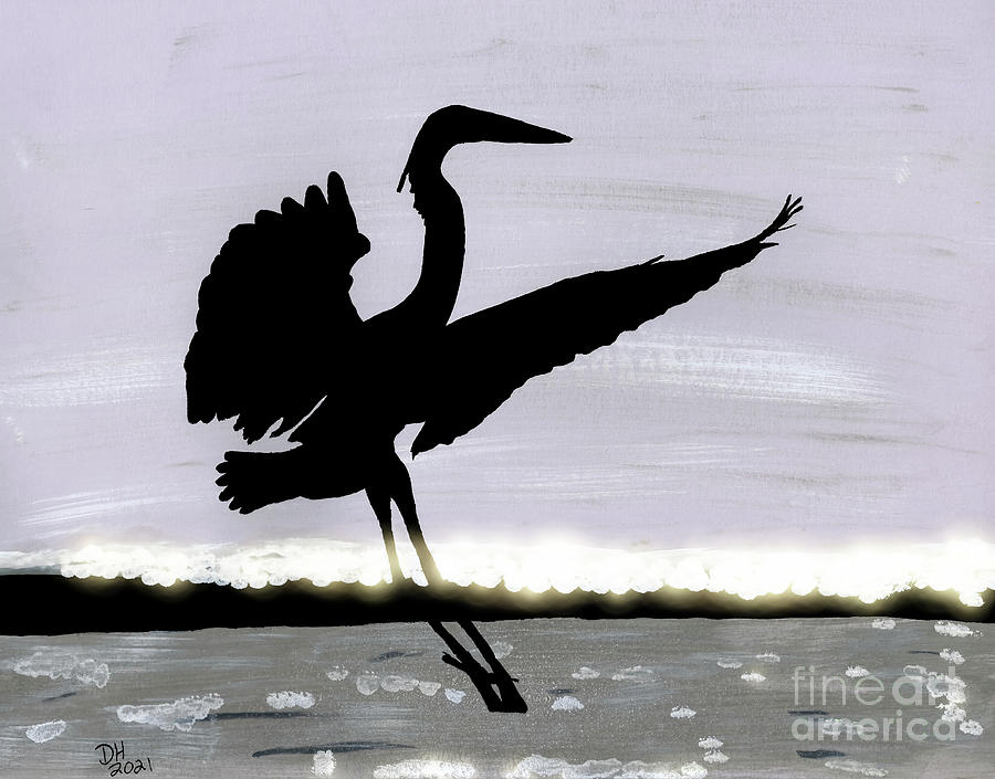 Heron Lake Landing Painting by D Hackett