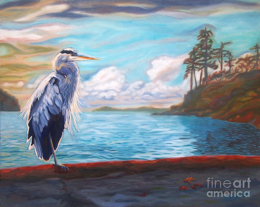 Heron Mystique Painting by Janet McDonald