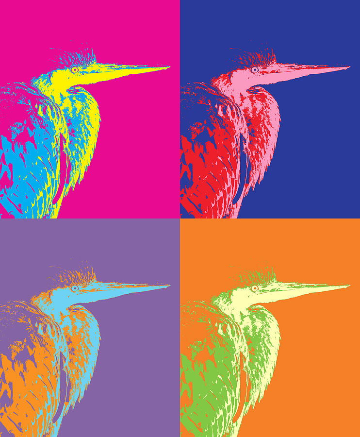 Heron Pop Art Digital Art by Dan Sproul