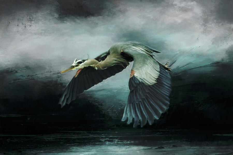 Heron Digital Art - Heron series G, no. 1 by Marilyn Wilson