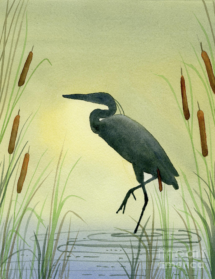Heron Silhouette Painting by Norma Appleton