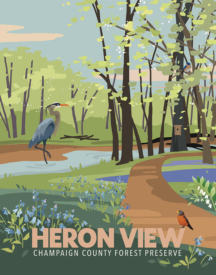 Heron Digital Art - Heron View Forest Preserve by Champaign County Forest Preserve District