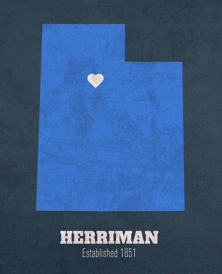 Herriman Utah City Map Founded 1851 Brigham Young University Color 