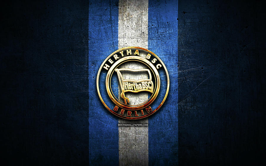 Hertha BSC golden logo Bundesliga blue metal background football Hertha ...