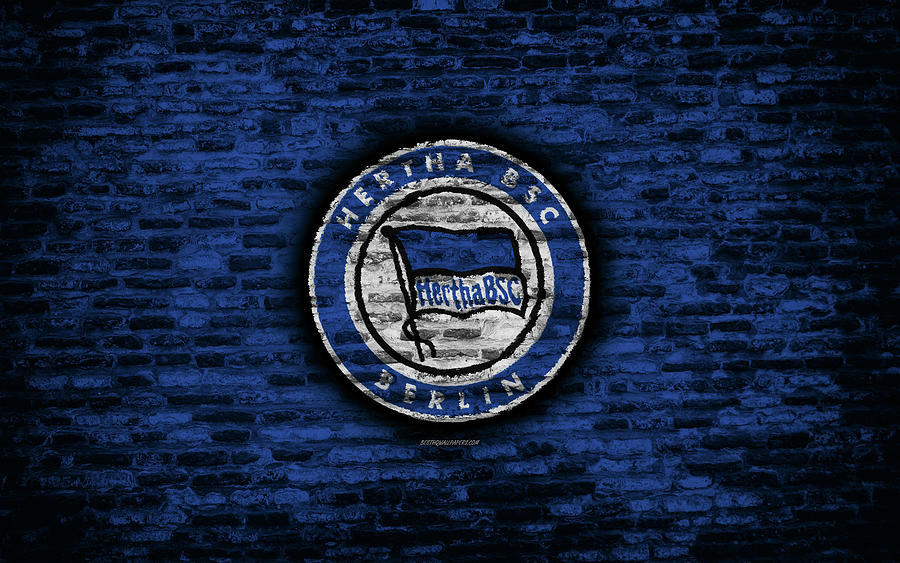 Hertha FC logo blue brick wall Bundesliga German football club Hertha