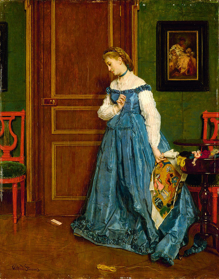 Hesitation. Madame Monteaux? Painting by Alfred Stevens
