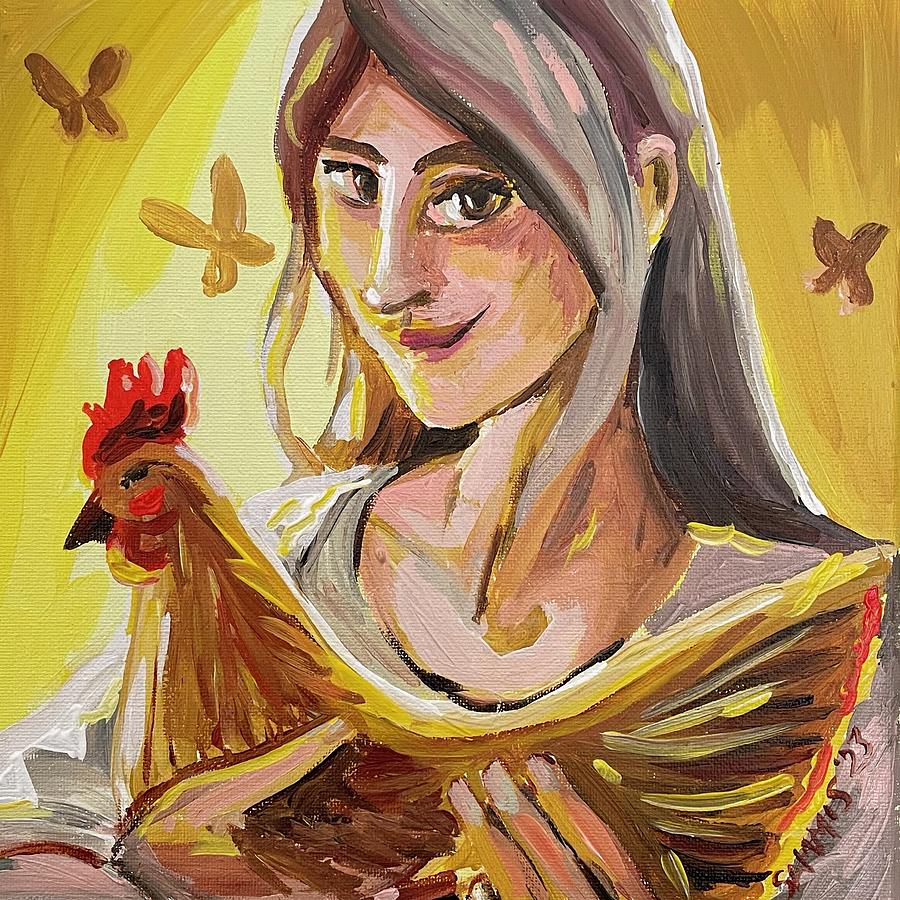 Hestia and Her Hen Painting by Sarah Sammis